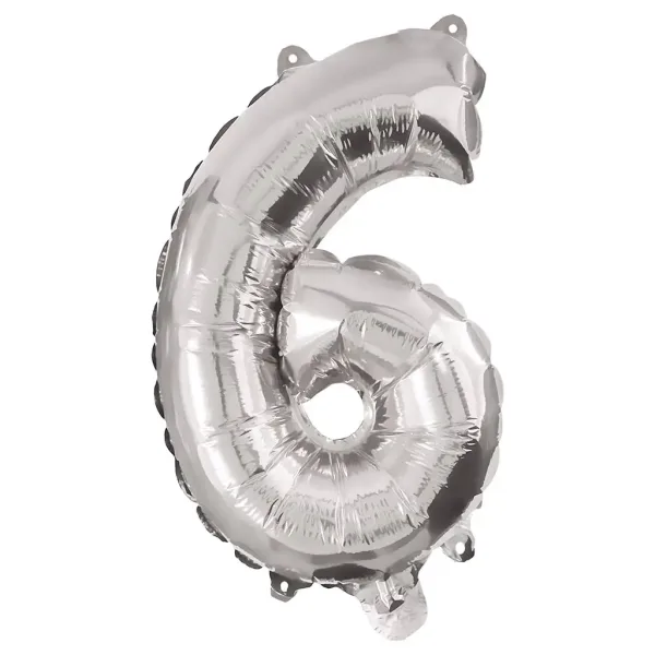 Srebrny balon foliowy cyfra 6 – 86 cm zdjęcie 1