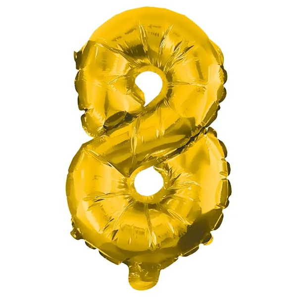 Wiele balonów foliowych w kolorze złotym – cyfra 8, 86 cm zdjęcie 1