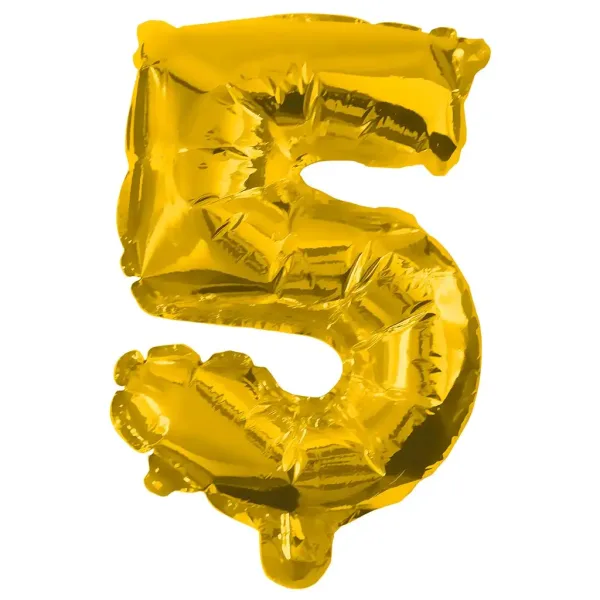 Złoty balon foliowy cyfra 5 – 86 cm zdjęcie 1