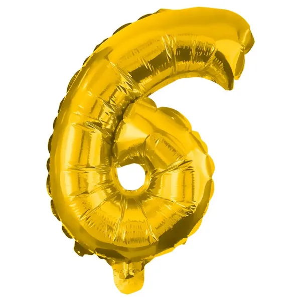 Złoty balon foliowy cyfra 6 – 86 cm zdjęcie 1