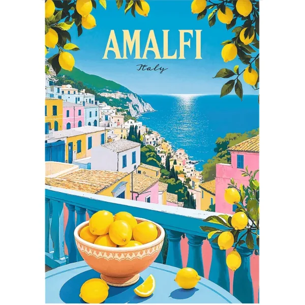 Włochy Amalfi plakaty vintage – puzzle Premium Plus, 1000 elementów - Trefl zdjęcie 2