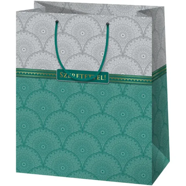 Z miłością! Elegancka torba prezentowa w rozmiarze XXL z złotymi wstawkami 33x15x44cm zdjęcie 1