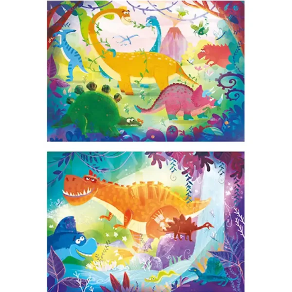 Zabawne dinozaury Supercolor 2 w 1 puzzle 2x20 elementów - Clementoni zdjęcie 2
