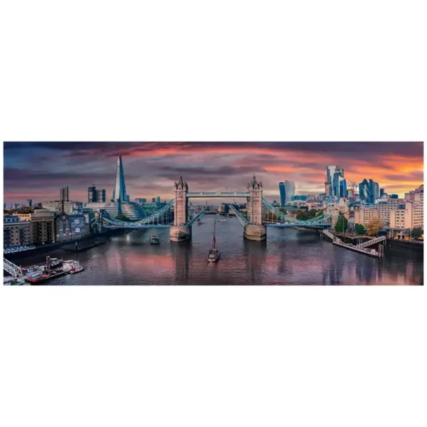 Zachód słońca nad Tamizą HQC 1000-elementowe puzzle panoramiczne z plakatem - Clementoni zdjęcie 2