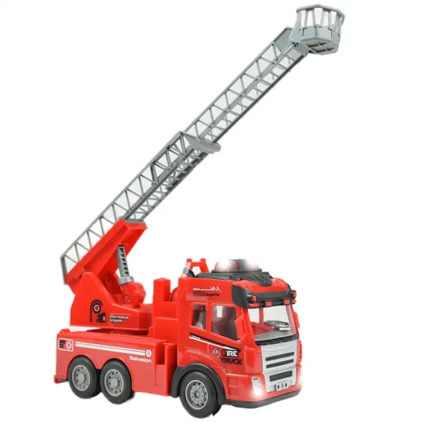 Zdalnie sterowany wóz strażacki z podnośnikiem koszowym, efekty świetlne, skala 1:48, 27 MHz, 20 cm zdjęcie 3