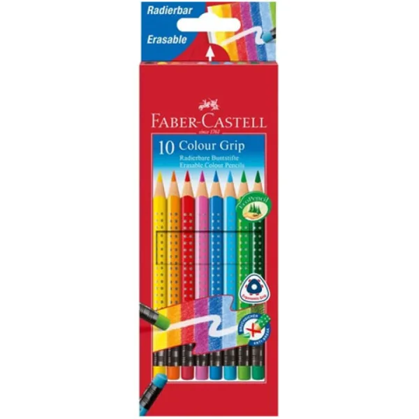 Zestaw 10 kolorowych ołówków z gumką - Faber-Castell zdjęcie 1