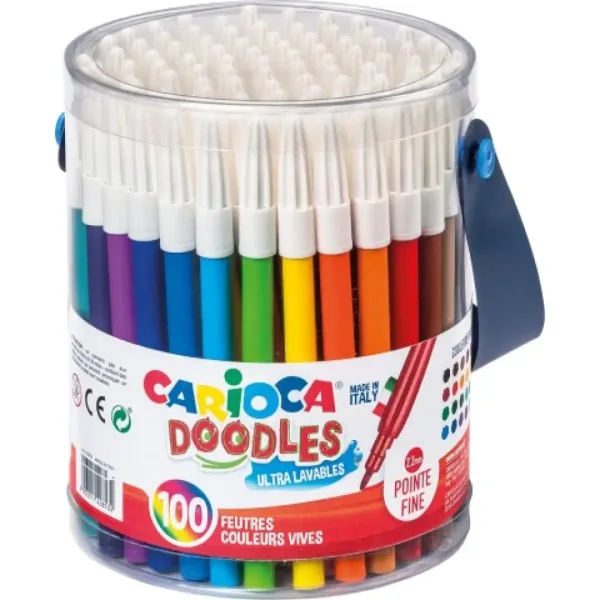 Zestaw 100 kolorowych flamastrów Joy w wiadrze - Carioca zdjęcie 1
