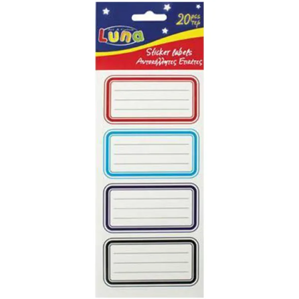 Zestaw 20 kolorowych etykiet na zeszyty zdjęcie 1