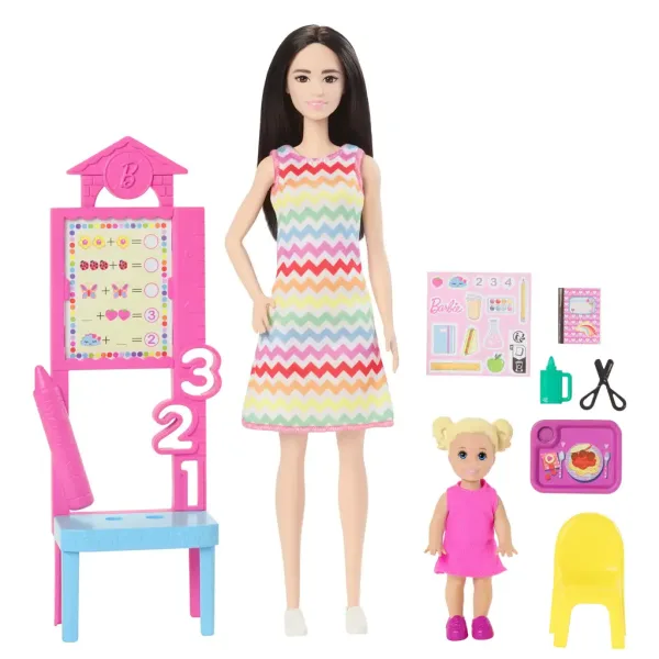 Zestaw do zabawy Barbie nauczycielka z lalką kariery z blond dzieckiem - Mattel zdjęcie 2