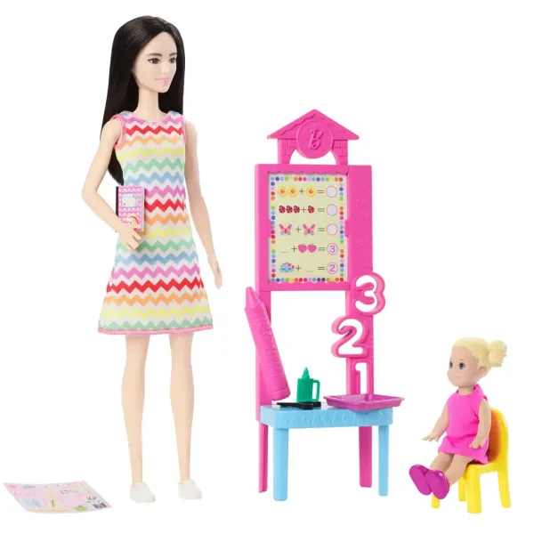 Zestaw do zabawy Barbie nauczycielka z lalką kariery z blond dzieckiem - Mattel zdjęcie 3