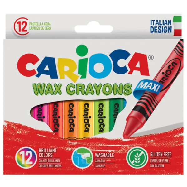 Zestaw dużych kredek woskowych 12 szt. - Carioca zdjęcie 2