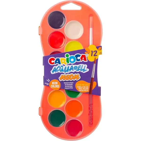 Zestaw farb akwarelowych 12 neonowych kolorów 30 mm - Carioca zdjęcie 1