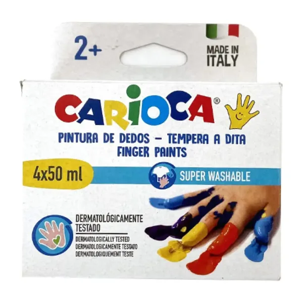 Zestaw farb do malowania palcami w różnych kolorach 4x50ml - Carioca zdjęcie 1