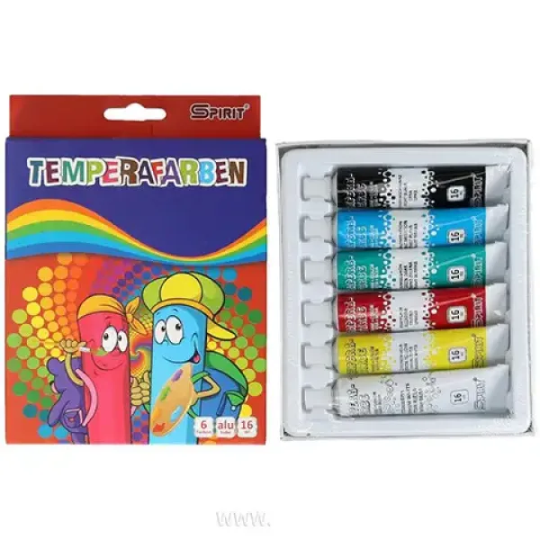 Zestaw kolorowych farb temperowych 6x16ml zdjęcie 1