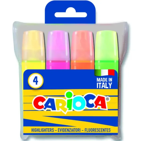 Zestaw kolorowych fluorescencyjnych zakreślaczy 4 szt. - Carioca zdjęcie 1