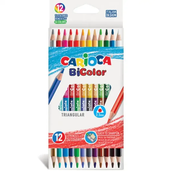 Zestaw kolorowych kredek dwustronnych 12 sztuk, 24 kolory – Carioca zdjęcie 1
