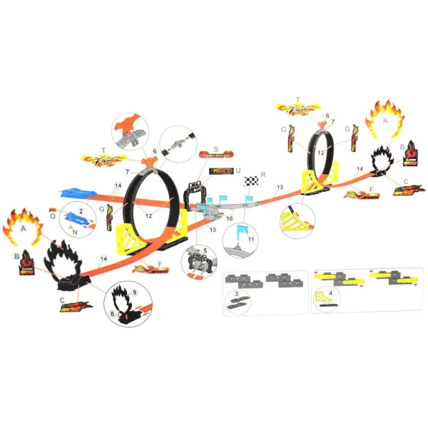 Zestaw toru wyścigowego Power Track 37-częściowy z pętlą i 2 samochodami z napędem w skali 1/64. zdjęcie 3