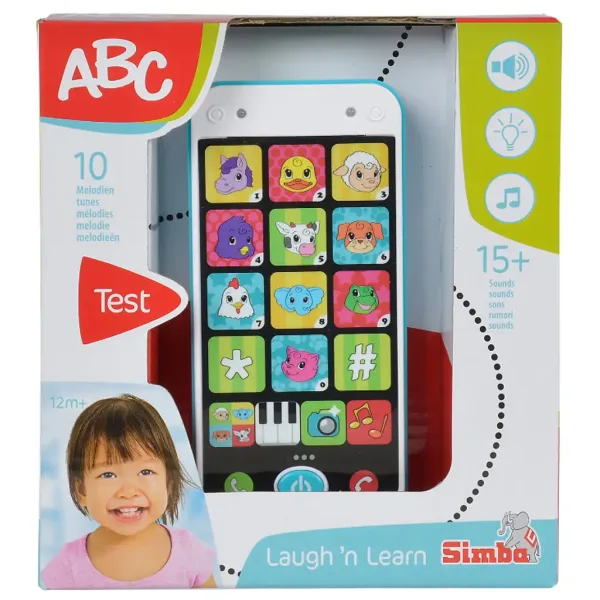ABC smartfon w kolorze biało-niebieskim ze światłem i dźwiękiem, 13 cm – Simba Toys zdjęcie 2