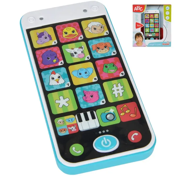 ABC smartfon w kolorze biało-niebieskim ze światłem i dźwiękiem, 13 cm – Simba Toys zdjęcie 1