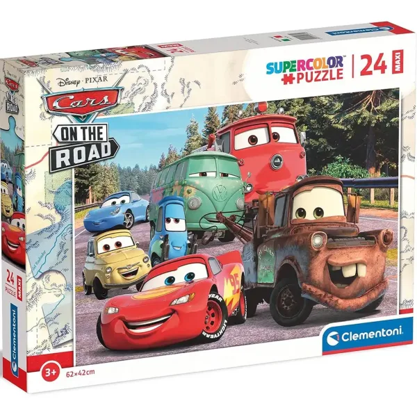 Auta Na drodze 24 szt. maxi supercolor puzzle - Clementoni zdjęcie 1