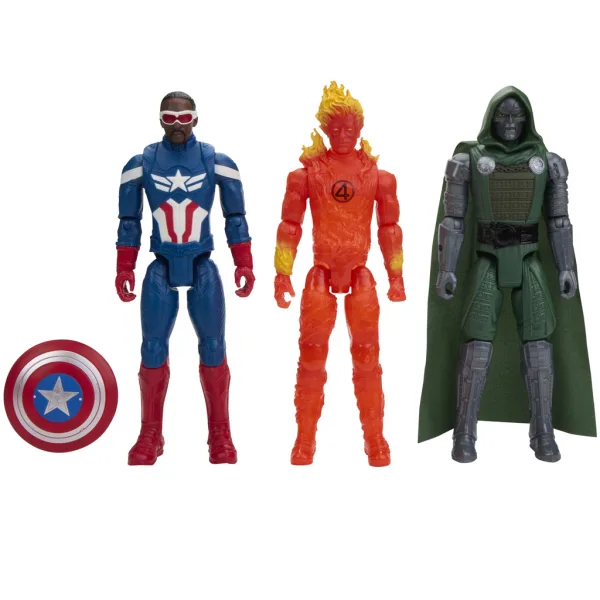 Avengers Titan Hero: Doomsday Doctor Doom, Kapitan Ameryka i Ludzka Pochodnia, zestaw figurek akcji 29 cm – Hasbro zdjęcie 2