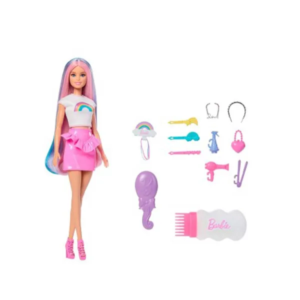 Barbie: Lśniąca Tęczowa Włosy lalka z akcesoriami - Mattel zdjęcie 2