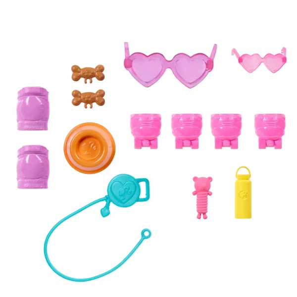 Barbie Spacerka z Psem Zestaw na Rolkach - Blondynka - Mattel zdjęcie 6