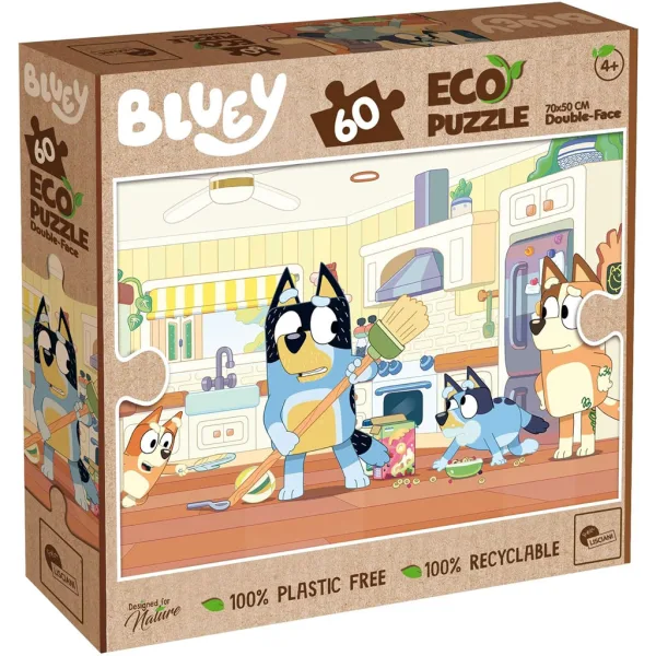 Bluey 2 w 1 60 elementów Eco puzzle i kolorowanka 70x50cm - Lisciani zdjęcie 1