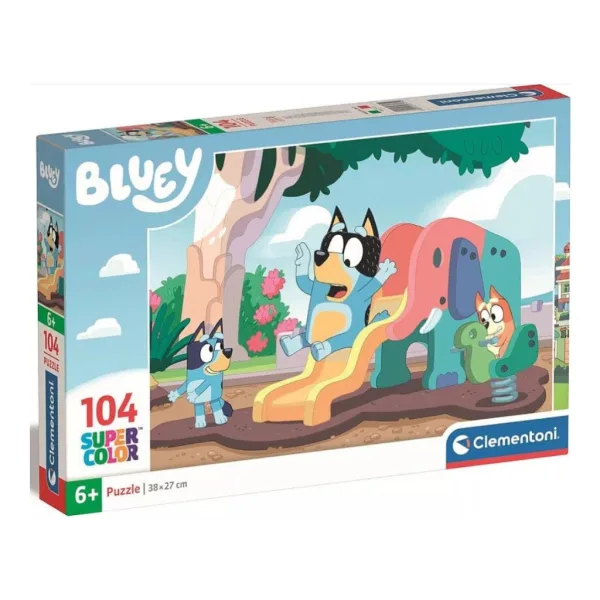 Bluey pies zjeżdża na zjeżdżalni 104-elementowa układanka Supercolor - Clementoni