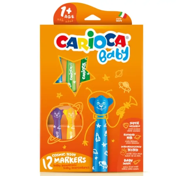 Carioca: Zestaw 12 kolorowych małych misiów z zmywalnym pisakiem zdjęcie 1