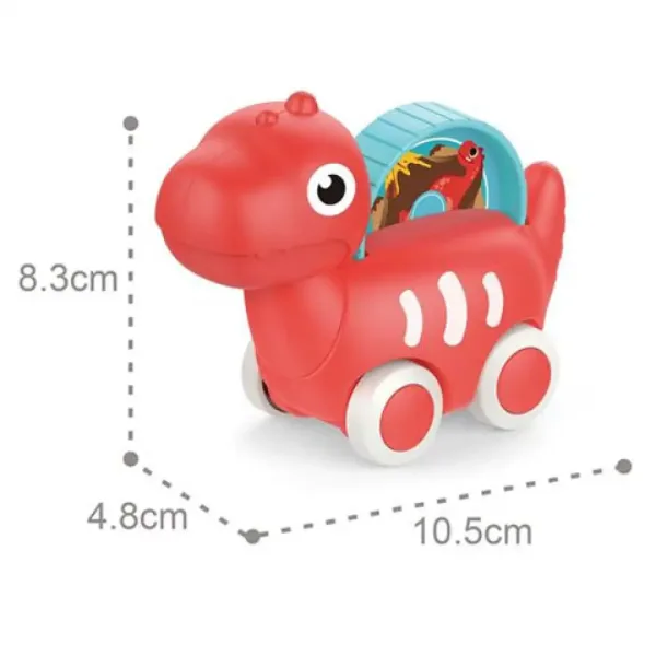 Czerwony dinozaur mały samochód z ruchomym obrazkiem 10,5cm zdjęcie 2