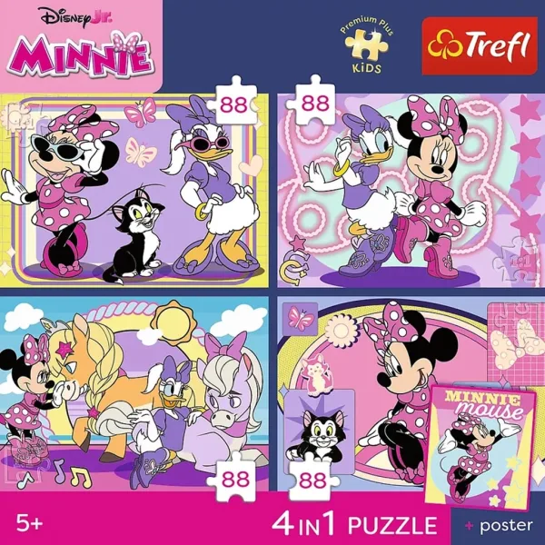 Disney Minnie Mysz - 4 x 88 sztuk Premium Plus Kids puzzle - Trefl zdjęcie 2