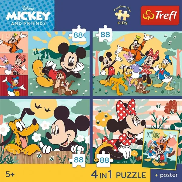 Disney Myszka Mickey i przyjaciele – 4 x 88 sztuk Premium Plus Kids puzzle – Trefl zdjęcie 2