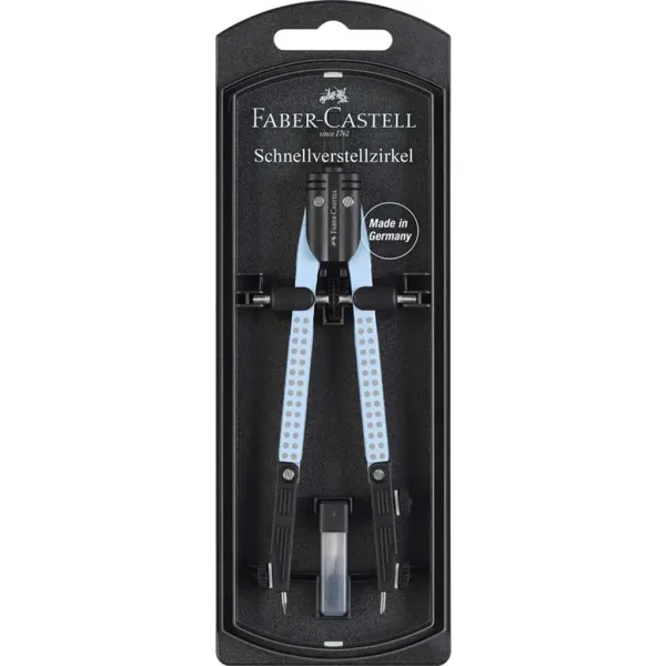 Faber-Castell: Zestaw cyrkli GRIP z szybkim ustawieniem w kolorze niebieskim zdjęcie 1