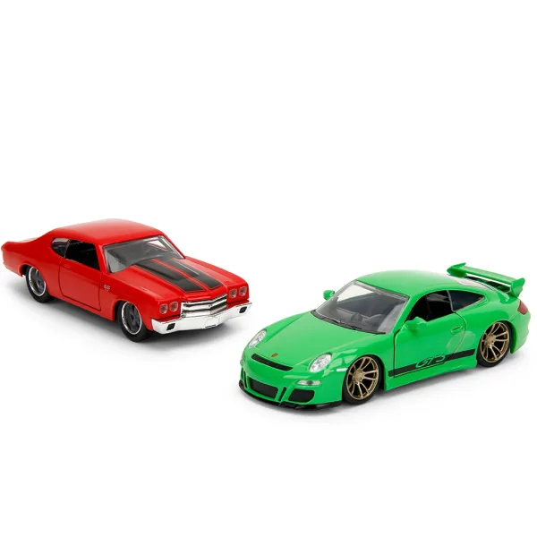 Fast & Furious Legacy Series – Dom Chevrolet Chevelle SS i Porsche 911 GT3 (997) metalowy model samochodu zestaw - Jada Toys zdjęcie 2