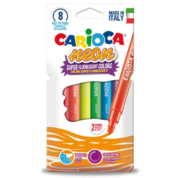 Fluorescencyjny marker w neonowych kolorach zestaw 8 sztuk - Carioca zdjęcie 1