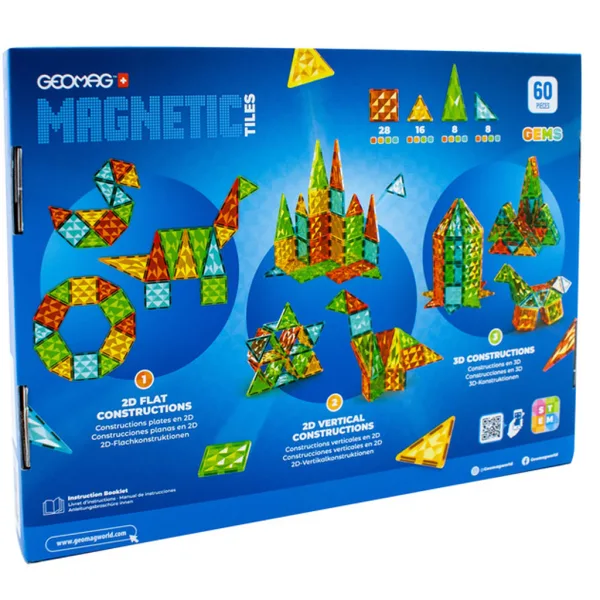 Geomag Magnetic Tiles Gems 60 sztuk zestaw klocków magnetycznych zdjęcie 2