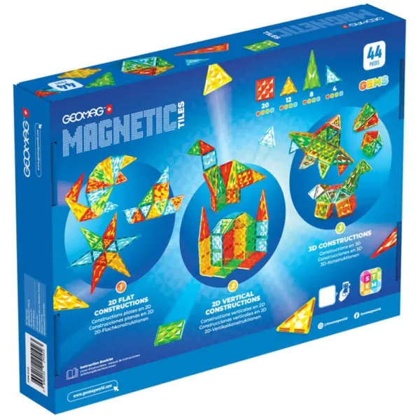 Geomag Magnetic Tiles Gems zestaw klocków magnetycznych 44szt zdjęcie 4