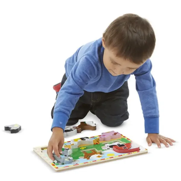 Puzzle form z grubego drewna z zwierzętami na farmie 8 elementów - Melissa & Doug zdjęcie 2