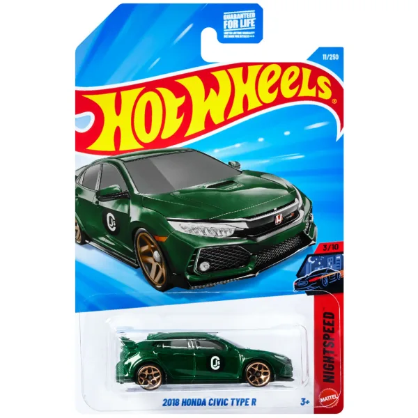 Hot Wheels: 2018 Honda Civic Type R zielony samochodzik 1/64 – Mattel zdjęcie 1