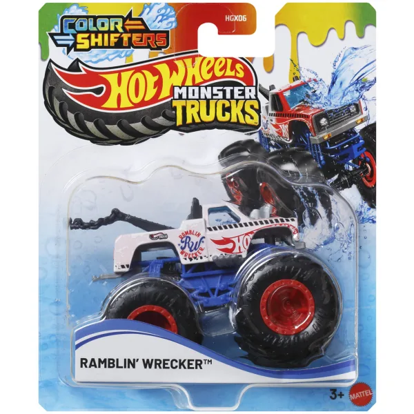 Hot Wheels Monster Trucks: Ramblin' Wrecker samochód zmieniający kolor 1/64 - Mattel zdjęcie 1