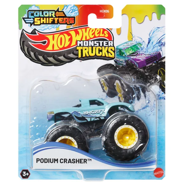 Hot Wheels Monster Trucks: Zmieniający kolor mały samochód - Podium Crasher - Mattel zdjęcie 1