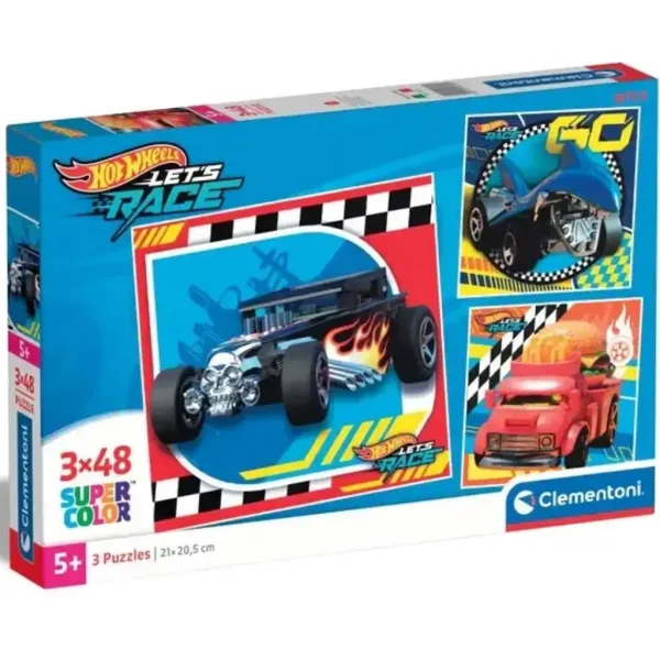 Hotwheels 3x48-elementowe puzzle Supercolor - Clementoni zdjęcie 1
