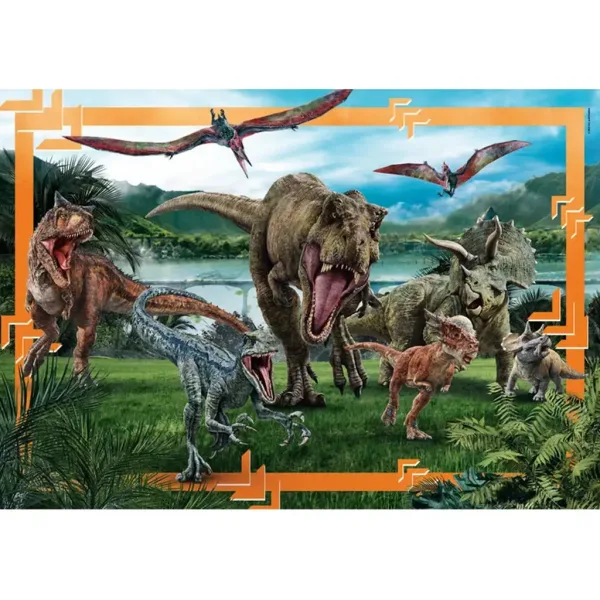 Jurassic World królestwo dinozaurów 104-elementowa maxi supercolor układanka - Clementoni zdjęcie 2
