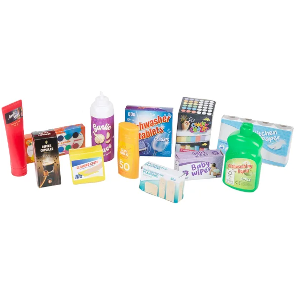 Koszyk zakupowy z artykułami spożywczymi i produktami gospodarstwa domowego zdjęcie 3