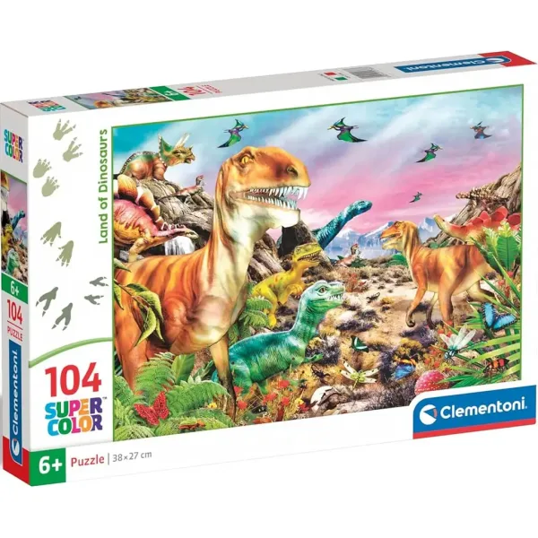 Kraina dinozaurów puzzle Supercolor 104 elementów - Clementoni zdjęcie 1