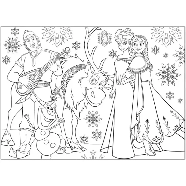 Kraina Lodu Zabawa i muzyka 2 w 1 60-elementowe maxi puzzle i kolorowanka 70x50 cm – Lisciani zdjęcie 2