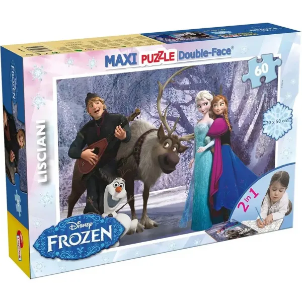 Kraina Lodu Zabawa i muzyka 2 w 1 60-elementowe maxi puzzle i kolorowanka 70x50 cm – Lisciani zdjęcie 1