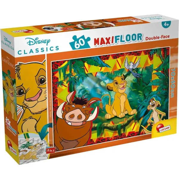 Król Lew 2 w 1 maxi puzzle 60 elementów i kolorowanka 70x50 cm – Lisciani zdjęcie 1