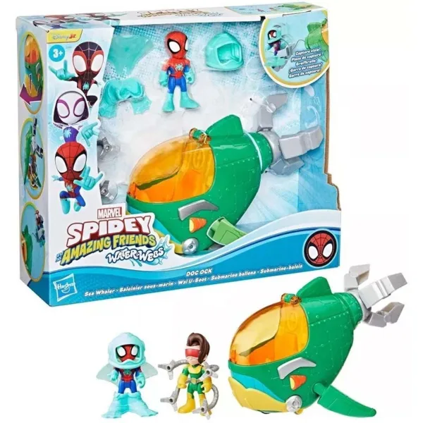 Marvel Spidey i jego wspaniali przyjaciele: Water-Webs Doktor Octopus – morski zestaw z wielorybem - Hasbro